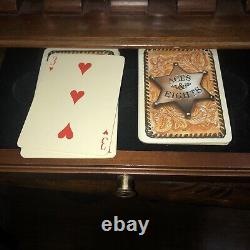 Stunning franklin mint aces&eights poker set/metal chips