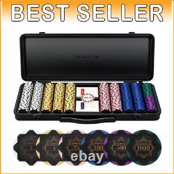 Stylish Portable Poker Set 500 PCS Clay Chips with Durable Case & Accessories