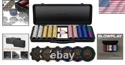 Stylish Portable Poker Set 500 PCS Clay Chips with Durable Case & Accessories