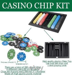 Super Casino Game Set 6 Deck Shuffler+360Pcs Chips+8 Poker Cards+Card Shoe+Chip