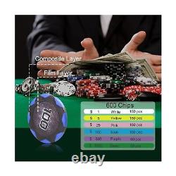 THUNDERBAY 14 Gram 600 PCS Texas Hold'em Casino Poker Chip Set withAluminum Ca