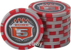 Texas Hold'Em Clay Poker Chip Set with Aluminum Case, 500 Striped Dice Chips