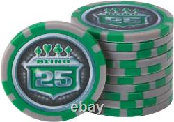 Texas Hold'Em Clay Poker Chip Set with Aluminum Case, 500 Striped Dice Chips