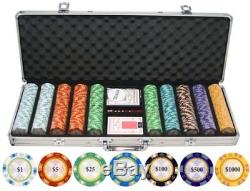 Texas HoldEm 500 Poker Set Real Clay Chips Gold Foil Weight 13.5g Top Quality