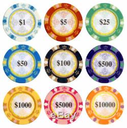Texas Holdem Poker Chip Set JPC Monte Carlo like 500ct 13.5g Aluminum Case