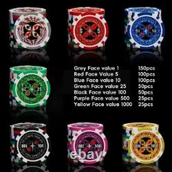 Texas Holdem Poker Chips Set, 500 Pcs Poker Set, Denomination Poker Chip Set Wi