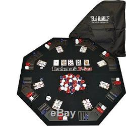 Texas Holdem Poker Traveller Folding Portable Table Top Chip Cards Travel Set