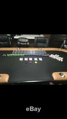 Texas holdem Furniture Poker Set Table & Chairs With Canyon Bluff 13.5 Chip Set