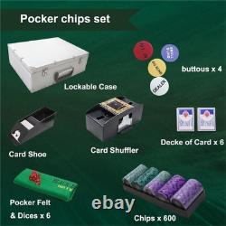 ThunderBay 14g Poker Chip Set 600 pcs with Case, Cards, Dices, Dealer Buttons