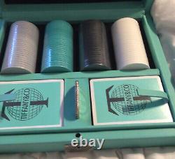 Tiffany Co Poker Set 4 Sealed Chips 2 Sealed Playing Cards Dealer Coin Keys