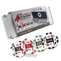 Trademark Poker 4 Aces 500 11.5G Poker Chip Set with Aluminum Case
