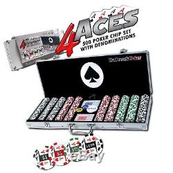 Trademark Poker 4 Aces 500 11.5G Poker Chip Set with Aluminum Case