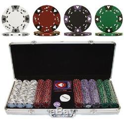 Trademark Poker 500 14-Gram 3 Color Ace-King Suited Chip Set With Aluminum Case Ne