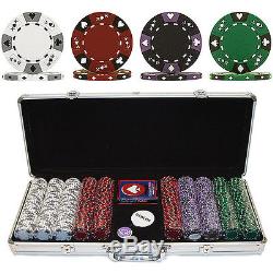 Trademark Poker 500 14 Gram 3 Color Ace/King Suited Clay Poker Chip Set with Al