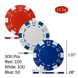 Trademark Poker Maverick Poker Chip Set 300 Dice Style 11.5g Silver 254782RDD