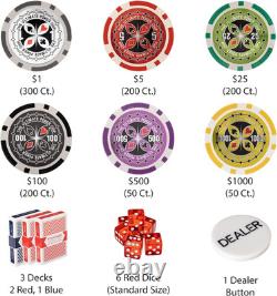 Ultimate 14g Poker Set 1000 Clay Composite Chips & Aluminum Case