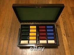 Unique 1000 Chip Set Costom Uspc Poker Chip Set 1928 Original Box Case, Casino