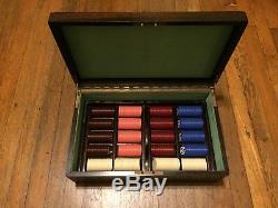 Unique 1000 Chip Set Costom Uspc Poker Chip Set 1928 Original Box Case, Casino