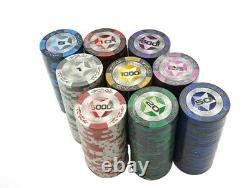 Upscale Poker Chips Set Clay Embedded Iron Texas Hold'em Professional Poker Chip