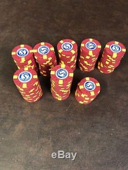 Used set of 230 5$ $25 $100 ASM/CPC Horse Head Mold Sandpiper Casino Poker Chips