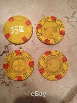 VINTAGE CABAZON, CAL COOS PA INDIAN TRIBE 300 CHIPS -$5 AND 25 CENTS