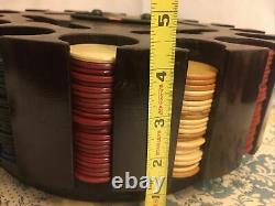 VINTAGE POKER CHIPs Carousel SET WITH Cover