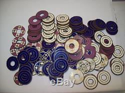 Vintage Royal Flush Brass Metal Enamel Poker Chip Set Of 139 Gambling Betting