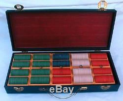 VINTAGE SET OF 500 CLAY POKER CHIPS WITH CASE MAYBE 1940'S 50'S ERA INITIALS E S