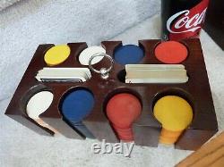 VINTAGE Set of 200+BAKELITE Poker Chips Wood Box & Rack Insert