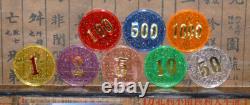 VINTAGE TRANSLUCENT POKER CHIPS SET, 320 Transparent POKER CHIPS Denominations