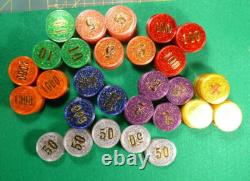 VINTAGE TRANSLUCENT POKER CHIPS SET, 320 Transparent POKER CHIPS Denominations