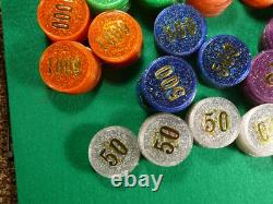 VINTAGE TRANSLUCENT POKER CHIPS SET, 320 Transparent POKER CHIPS Denominations