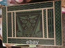 VINTAGE clay poker chip set Unique Wood box Hand Carved / Painted Old Estate