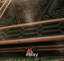 VINTAGE clay poker chip set Unique Wood box Hand Carved / Painted Old Estate