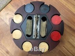 VTG Bakelite Poker Chip Set With Caddy Cards Scotty Fox Wire Haired Terrier Dog