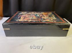 VTG Las Vegas Sign Hi-Gloss Wood Box Poker Chip Set 300 Ct. CASINO IMAGE CHIPS