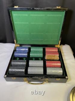 VTG Las Vegas Sign Hi-Gloss Wood Box Poker Chip Set 300 Ct. CASINO IMAGE CHIPS