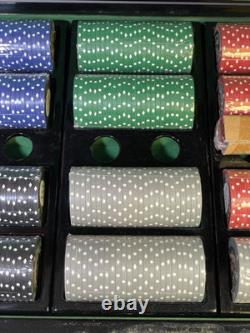 VTG Las Vegas Sign Hi-Gloss Wood Box Poker Chip Set 300 Ct. CASINO IMAGE CHIPS