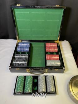 VTG Las Vegas Sign Hi-Gloss Wood Box Poker Chip Set 300 Ct. CASINO IMAGE CHIPS