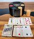 VTG Poker Set in Wood Stand with Original Playing Cards & Bakelite Chips