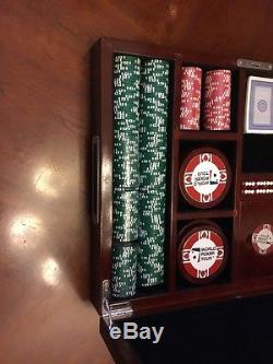 VTG World Poker Tour Chip Set Wood Case Dice Coasters Dealer Button