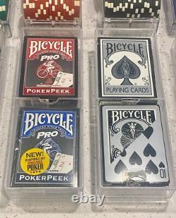 Vegas Style Hold'em Poker Chips Set 600 ct with Acrylic Case Trays, & Cards