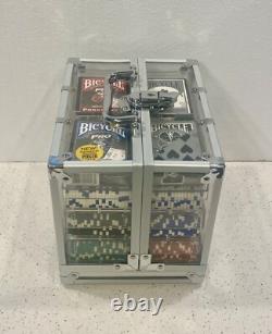 Vegas Style Hold'em Poker Chips Set 600 ct with Acrylic Case Trays, & Cards