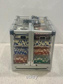Vegas Style Hold'em Poker Chips Set 600 ct with Acrylic Case Trays, & Cards