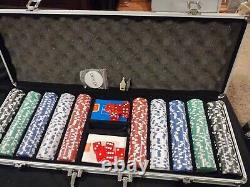 Versa Games 11.5g 500/ 5 poker chip colors 2 sets of Dice 2 decks & case 2