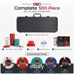 Versa Games 500 Poker Chips, Poker Chip Set Outlaw, 500 Piece Poker Set with