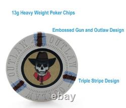 Versa Games 500 Poker Chips, Poker Chip Set Outlaw, 500 Piece Poker Set with