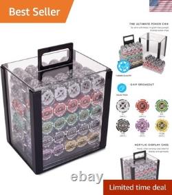 Versatile 1000 Poker Chip Set 14g Clay Chips with Removable Acrylic Tray Case