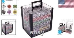 Versatile 1000 Poker Chip Set 14g Clay Chips with Removable Acrylic Tray Case