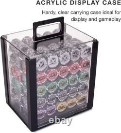 Versatile 1000 Poker Chip Set 14g Clay Chips with Removable Acrylic Tray Case